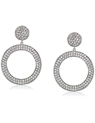 CZ by Kenneth Jay Lane "Classic" Round Pierced Pave Circle Drop Earrings