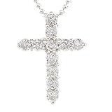 0.80 Carat Sterling Silver CZ Cross Pendant