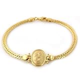 14K Yellow Gold Mother Holding Child Cameo Bracelet 7.5
