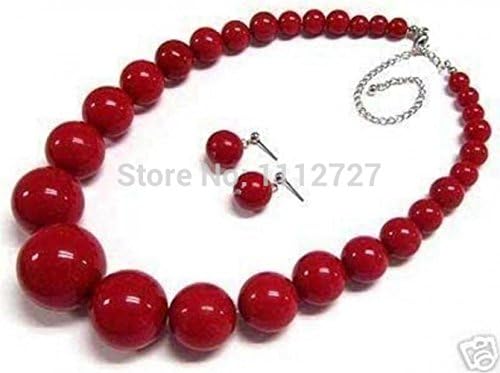 Love Girl 2016 new fashion Beautiful 6-14mm Red Coral Round Natural Jewelry Sets Necklace Earring Beads Stone 18" Set BV01 Wholesale Price