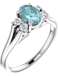 14K White Gold 7.00x5.00mm Oval Cut Mozambique Blue Paraiba Tourmaline and Diamond Ring -- LIFETIME WARRANTY