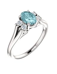 18K White Gold 7.00x5.00mm Oval Cut Mozambique Blue Paraiba Tourmaline and Diamond Ring -- LIFETIME WARRANTY