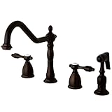 Kingston Brass KB1795TALBS Tudor 8 Inch Center Kitchen Faucet With Brass Sprayer, Oil Rubbed Bronze,