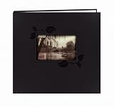 Pioneer 12-Inch by 12-Inch Embossed Leatherette Postbound Album with Window, Black with Ivy