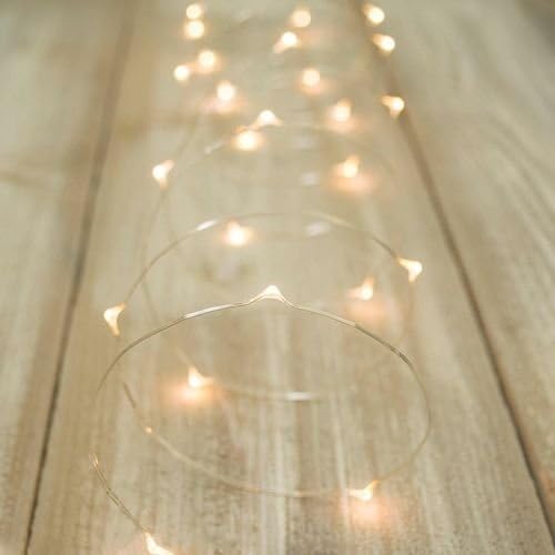 Micro Clear LED Light Set on Silver Wire - 18 Warm LED Lights - 36-in Battery Operated