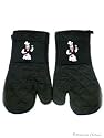 Set of 2 Fat French Chef Black BBQ Kitchen Oven Mitts
