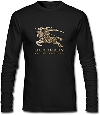 Printed Golden Burberry Logo Men's Long Sleeve T-Shirt