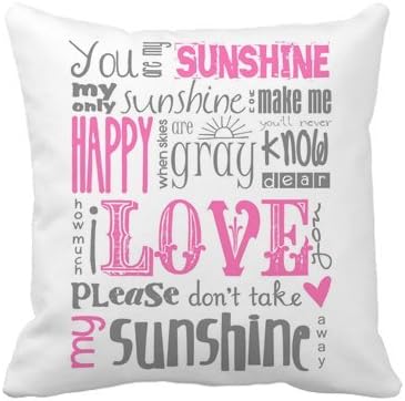 DNArtSaleStore 18X18 Fashion Throw Pillow Case Shell Decorative Cushion Cover Pillowcase Pink you are my sunshine E:540