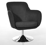 Design Drehstuhl Loungesessel Relaxsessel Sessel aus Struckturstoff Grau, mit Chrom Trompetenfuß