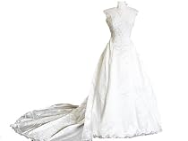 White Eden Bridal Satin Sleeveless Bridal Gown Wedding Dress, Size 4-6, BC19