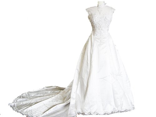 White Eden Bridal Satin Sleeveless Bridal Gown Wedding Dress, Size 4-6, BC19