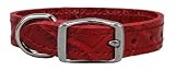 Croco - Faux Crocodile Leather Collar - 1/2 in. x 14 in. - Red