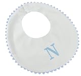 Princess Linens Garden Pique Bib, 2-pack - White with Baby Blue Rick Rack Trim-N
