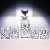 SHANNON 24% CRYSTAL DECANTER WITH 4 DOUBLE OLD FASHIONED GLASSES