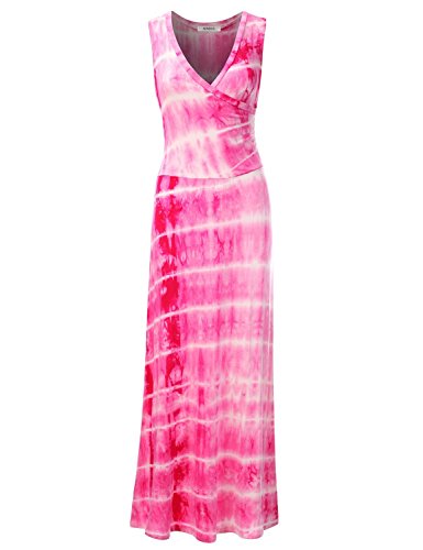 NINEXIS Women's Sleeveless Tie-Dye Crossover Maxi & Basic Solid Dress (S-4XL)