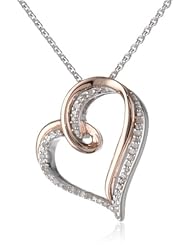 18k Rose Gold Plated Sterling Silver Diamond Heart Pendant Necklace (1/10 Cttw, I-J Color, I2-I3 Clarity), 18"