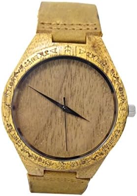 KahalaHandmade Acacia Koa Wood Watch Made w/Hawaiian Petroglyphs and Cowhide Strap Brand- HGW-24AK39