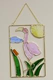 Flamingo Stained Glass Suncatcher with Chain