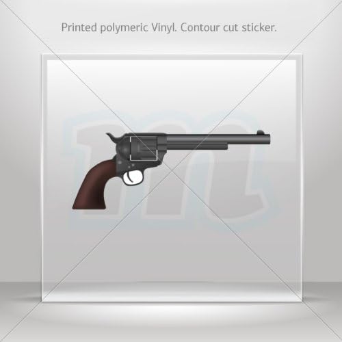 Decal Stickers Revolver Gun car helmet window Boat jet-ski Garage door 6 X 2.4 Inches Vinyl color print 0600 RS7ZE