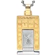Embossed Zodiac Sign Silver and Gold Tone Rectangular Stainless Steel Pendant Necklace - Virgo