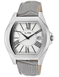 a_line Womens 80008-02-GY Adore Grey/Silver-Tone Leather Watch