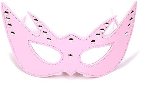 Davidsource Bat Shaped Rivet Shiny Leather Face Mask (Pink)