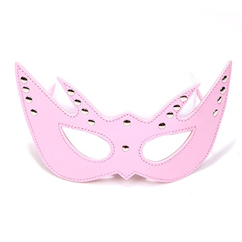 Davidsource Bat Shaped Rivet Shiny Leather Face Mask (Pink)