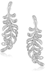 Sterling Silver Feather Diamond Earrings (1/5 cttw, I-J Color, I2-I3 Clarity)