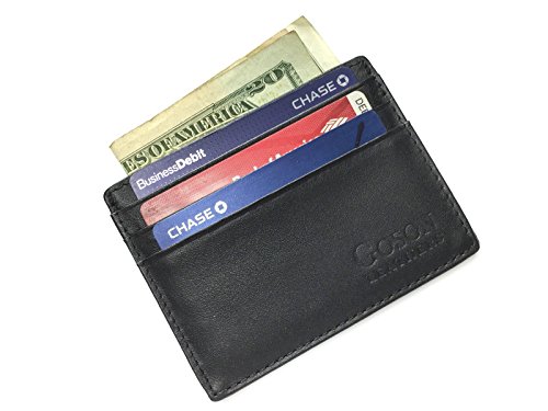 Goson Cowhide Leather Slim Thin Mens and Womens Credit Card Case Holder Wallet with Window ID