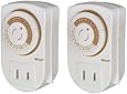 Woods 50006 Indoor 24-Hour Mechanical Outlet Timer, Daily Settings, 2-Pack