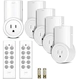 Etekcity Wireless Remote Control Electrical Outlet Switch for Household Appliances, White (Learning Code, 5Rx-2Tx)