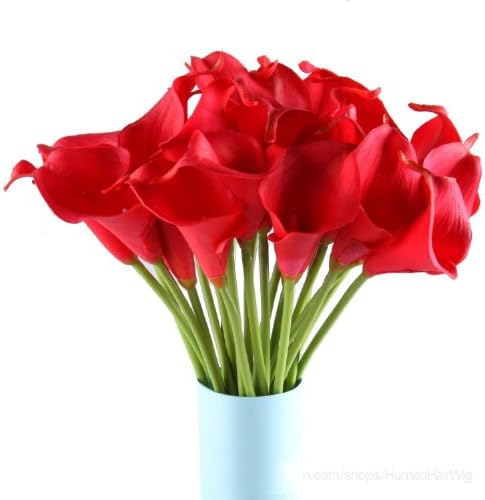 Crazycity New Lovely Artificial Calla Lily Wedding Bouquet Latex Real Touch Flower Bouquets (10pcs Red)