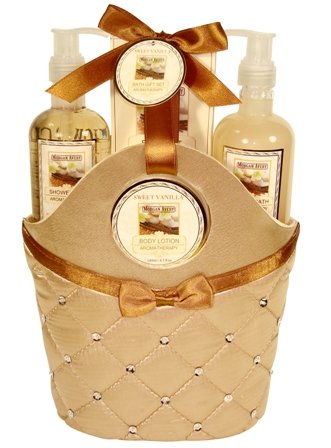 Morgan Avery Bath and Body Satin Rhinestone Bag Gift Set, Sweet Vanilla Morgan Avery Bath and Body Satin Rhinestone Bag Gift Set, Sweet Vanilla