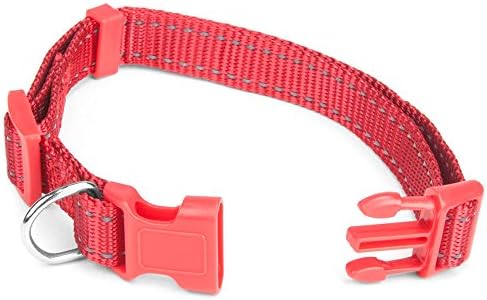 Weebo PetsAdjustable Nylon Dog Collar with Hi-Visibility Reflective Thread (Red, Small)