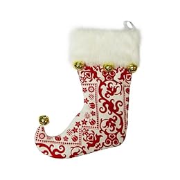 Product Image Flocked Stocking with Bells - Red (23")
