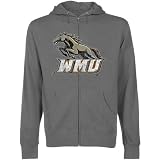 NCAA Western Michigan Broncos Distressed Secondary Lightweight Full Zip Hoodie - Gunmetal