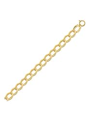 14K Yellow Gold Oval Link Bracelet with Honeycomb Texture