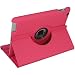 ASleek Hot Pink Leather 360 Degrees Rotating Smart Case Cover with Earphone & Stylus for The New Apple iPad 3 3rd Generation