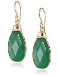 Devon Leigh Green Onyx 24k Gold Foil Drop Earrings