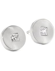 ROTENIER "Disc and Square" Sterling Silver Disc with Sapphires Studs