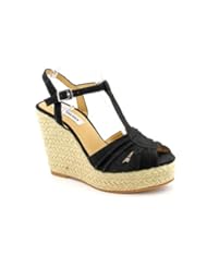 STEVE MADDEN MAMMBOW SUEDE ESPADRILLE WEDGE BLACK WOMEN SHOES SIZE 10 M