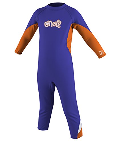 O'Neill Wetsuits UV Sun Protection Girls Toddler Ozone Full Suit, Cobalt/Papaya/White, 6