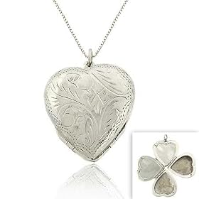 4 in 1 Sterling Silver Heart Locket Pendant by 