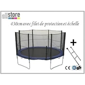Trampoline 430cm et son filet de sécurité - échelle incluse - Trampoline de jardin | Qualité PRO. | Normes EU | Neuf dans son emballage d'origine Trampoline 430cm et son filet de sécurité - échelle incluse - Trampoline de jardin | Qualité PRO. | Normes EU | Neuf dans son emballage d'origine