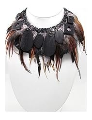 Black Feather Necklace In White Base