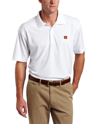 NFL Cincinnati Bengals Men's Drytec Genre Polo Knit Short Sleeve Top, White, Medium