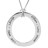 Sterling Silver Live Well, Laugh Often, Laugh Much Oval Pendant