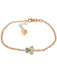 14k Rose Gold Peridot and Blue Topaz Butterfly Bracelet
