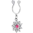 Crystalline Pink GEM SNOWFLAKE CLIP ON Nipple Ring