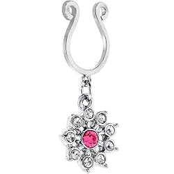 Crystalline Pink Gem Snowflake Clip on Nipple Shield